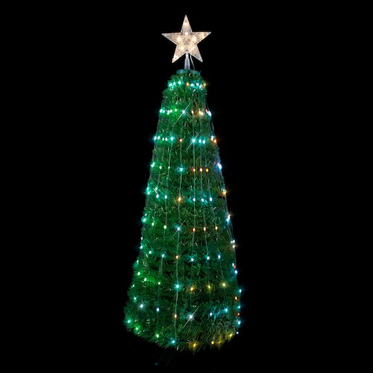 4ft. Pop Up Outdoor Artificial Christmas Tree, Color Chaning LED Lights